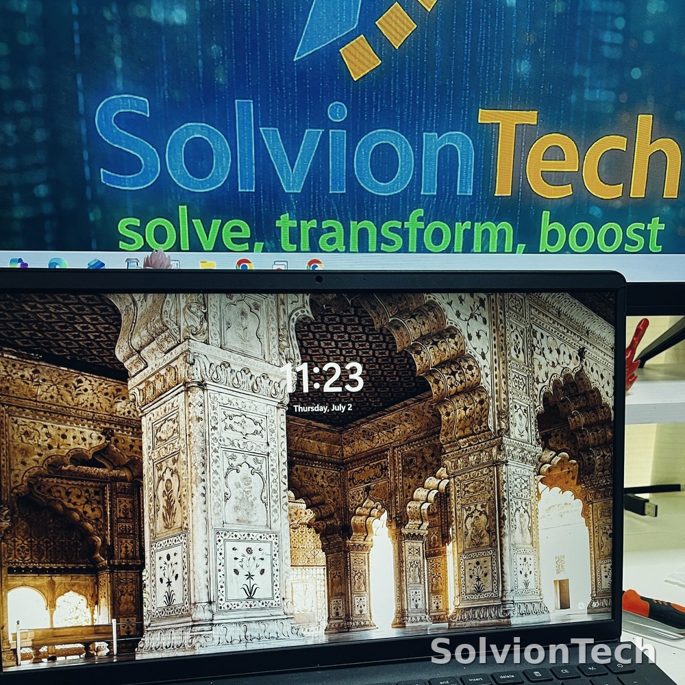 Dell Inspiron 15 laptop screen after replacement, fully restored